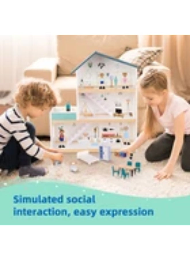 توكي توي لعبة لعب تخيلي – بيت دمى خشبي كبير للأطفالTOOKY TOY - Image 2